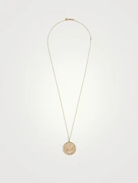14K Gold Evil Eye Luck Coin Necklace With Diamonds