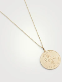14K Gold Evil Eye Luck Coin Necklace With Diamonds