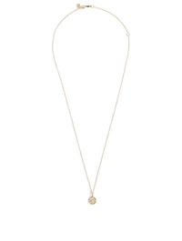 14K Gold Small Marquis Eye Coin Charm Necklace With Diamonds