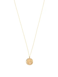 14K Gold Luck And Protection Coin Charm Necklace With Diamonds