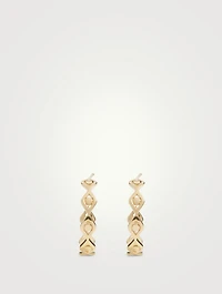 14K Gold Small Evil Eye Link Hoop Earrings