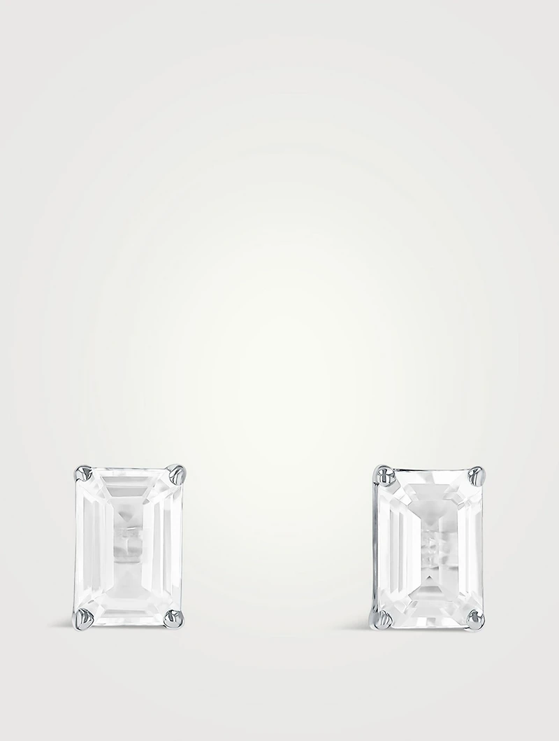 Bloom 14K White Gold Baguette White Topaz Stud Earrings