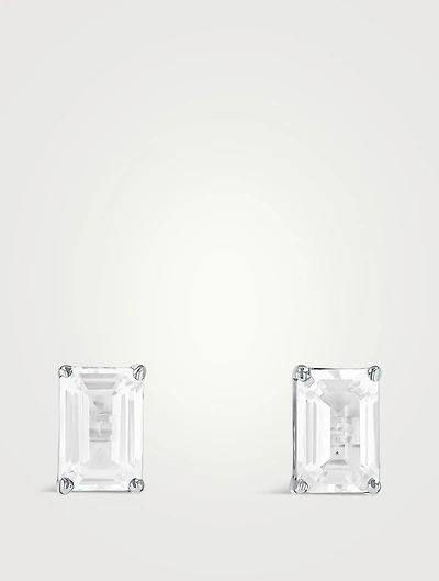 Bloom 14K White Gold Baguette White Topaz Stud Earrings