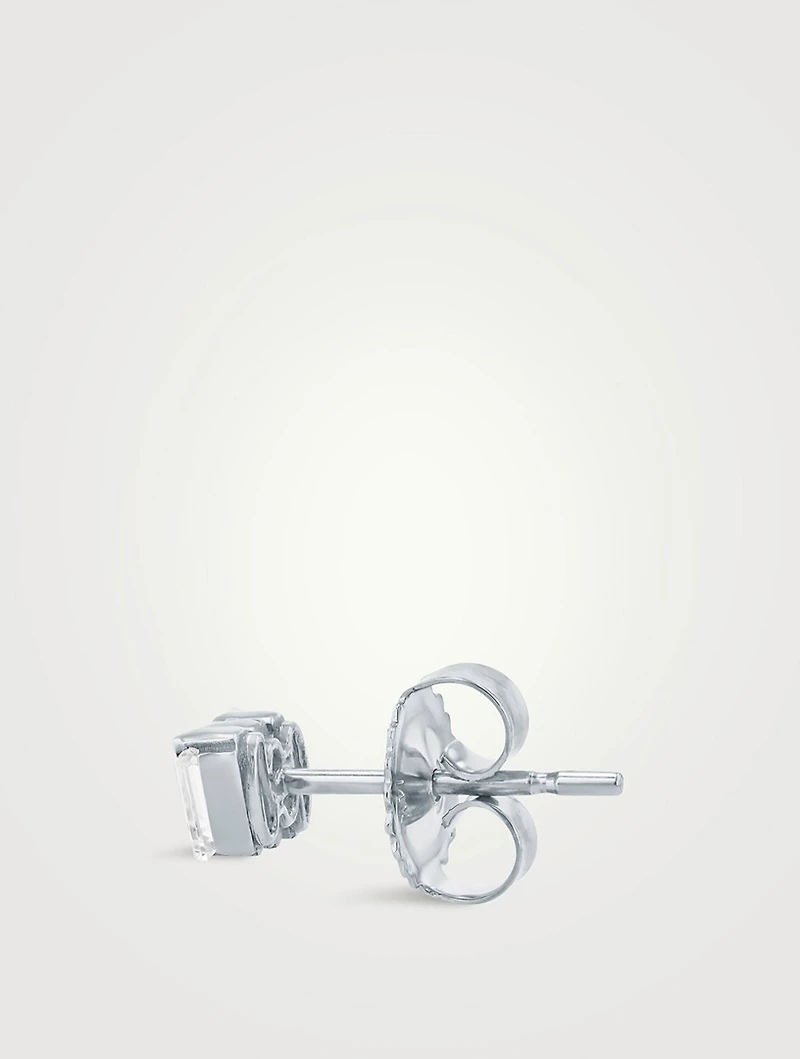 Amalfi 14K White Gold Triple Baguette White Topaz Stud Earrings