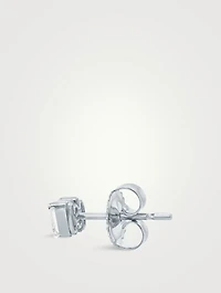 Amalfi 14K White Gold Triple Baguette White Topaz Stud Earrings