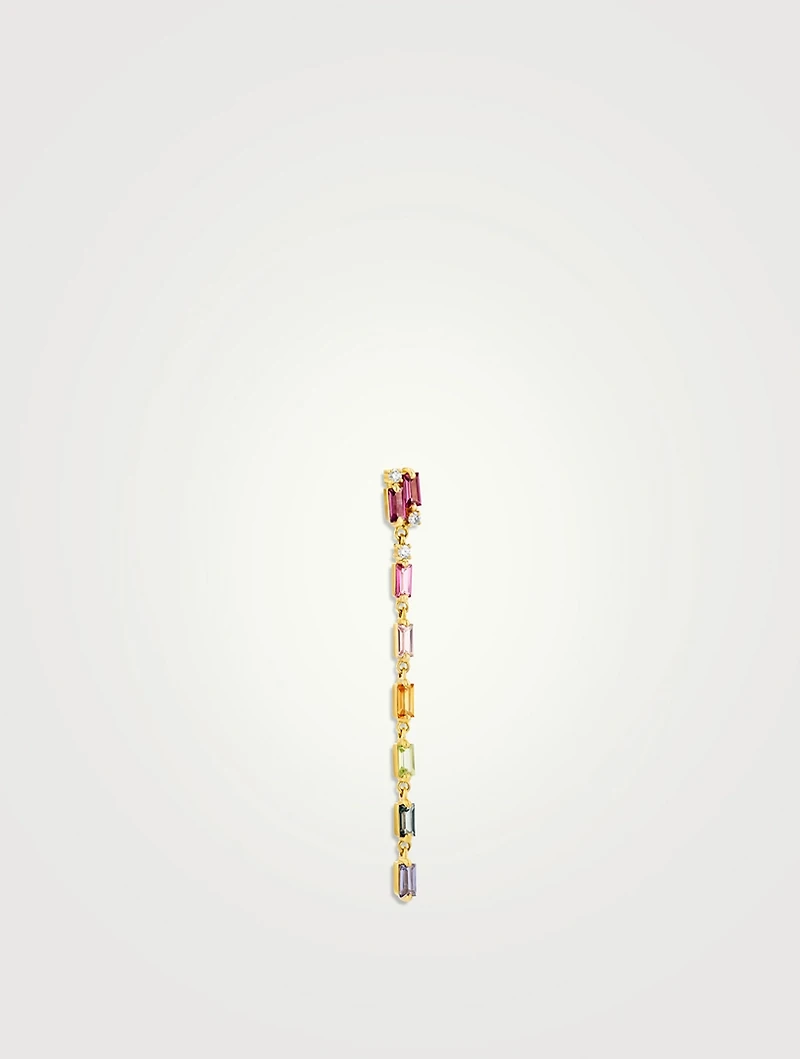 Rainbow Amalfi 14K Gold Dangle Baguette Earrings With Diamonds