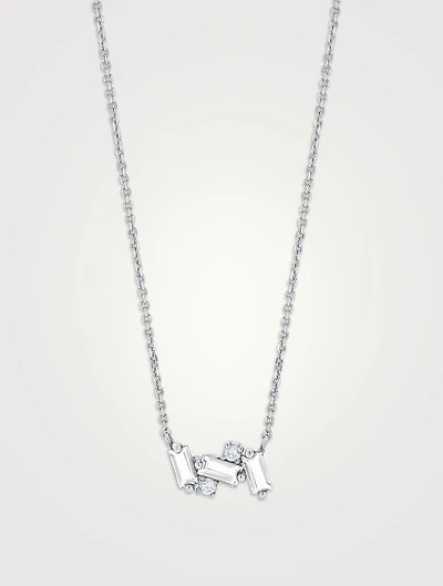 Bloom 14K White Gold Mini Bar Necklace With Diamonds