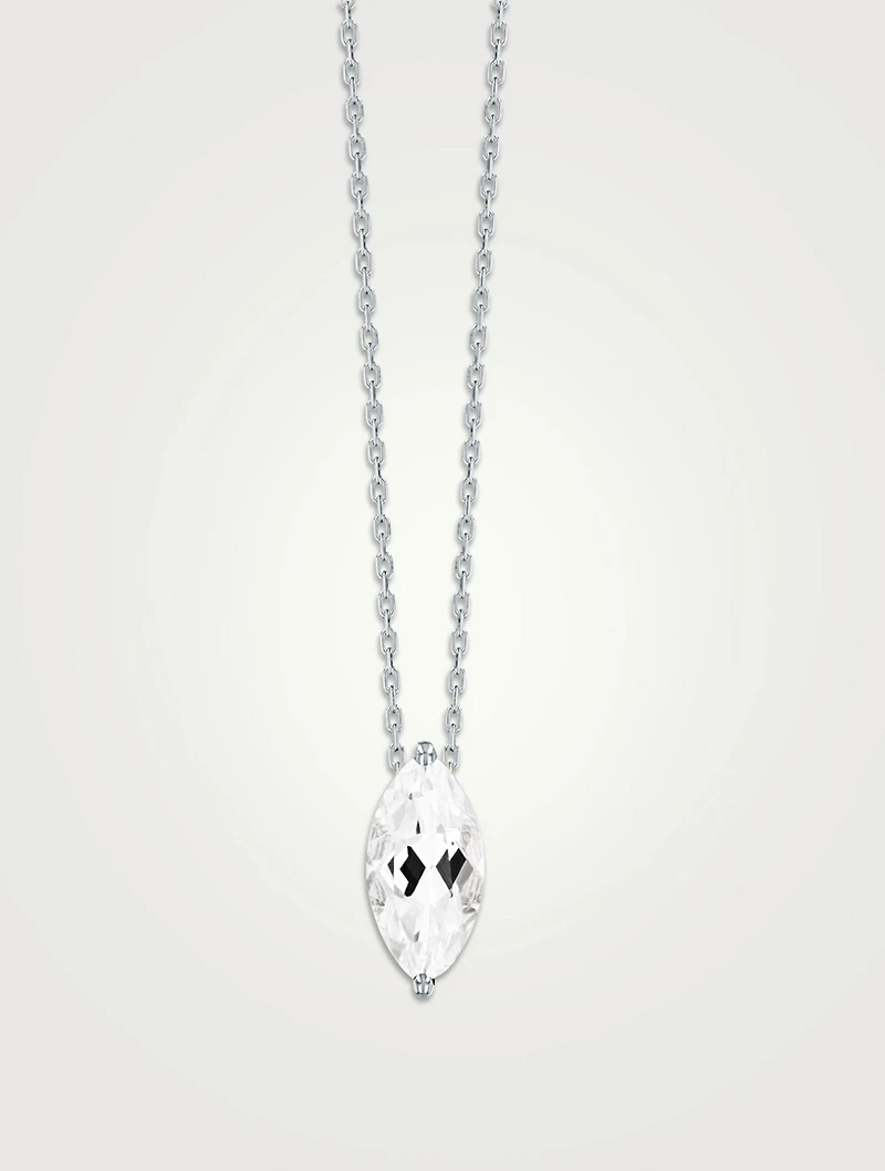 Amalfi 14K White Gold Simple Marquis White Topaz Drop Necklace