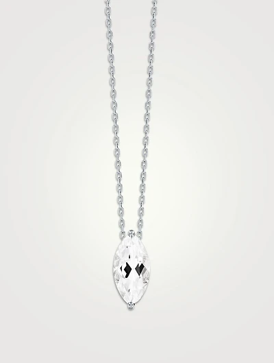 Amalfi 14K White Gold Simple Marquis White Topaz Drop Necklace