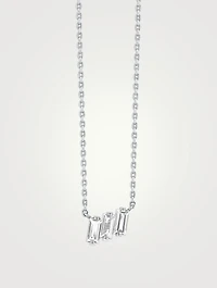 Amalfi 14K White Gold Three Baguette White Topaz Pendant Necklace