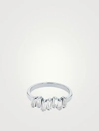 Amalfi 14K White Gold Uneven Band Ring With Topaz