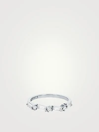 Amalfi 14K White Gold Fireworks Thin Half Band Ring With Topaz And Diamonds