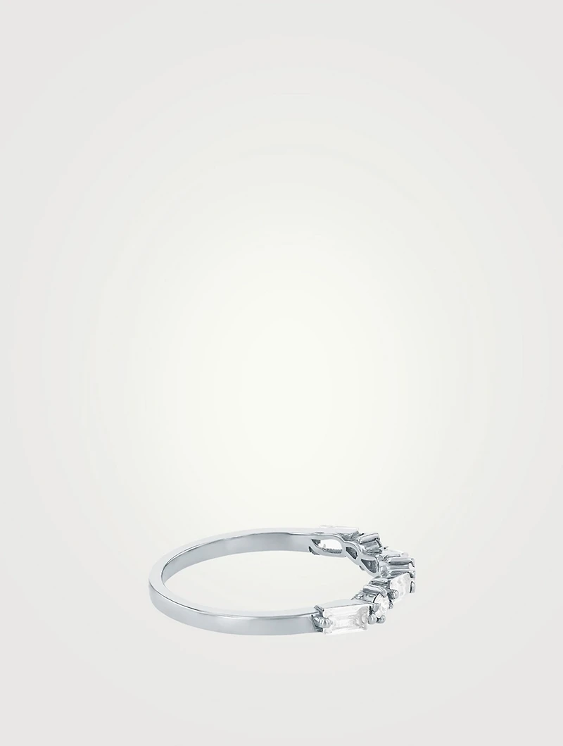 Amalfi 14K White Gold Fireworks Thin Half Band Ring With Topaz And Diamonds