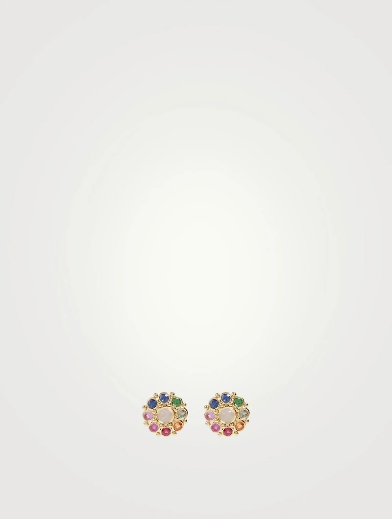 18K Gold Stella Earrings With Multicolour Stones
