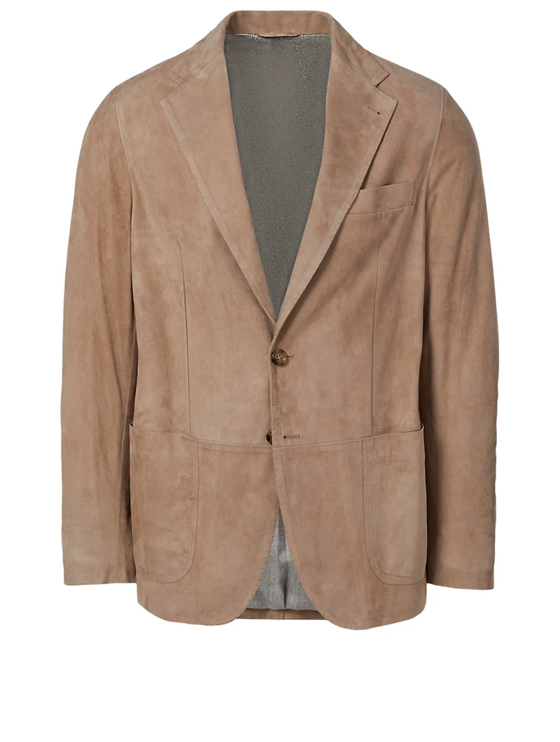 Suede Long-Sleeve Blazer