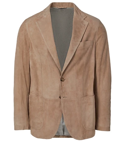Suede Long-Sleeve Blazer