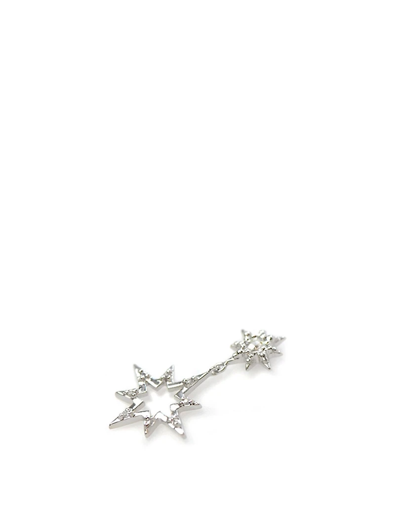 Aztec Sterling Silver Hollow Star Earrings With Topaz And White Sapphires