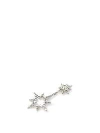 Aztec Sterling Silver Hollow Star Earrings With Topaz And White Sapphires