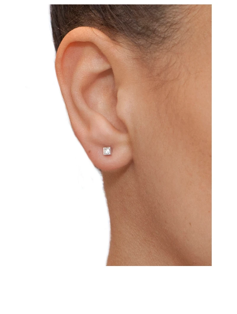 Cléo Sterling Silver Square Stud Earrings With White Sapphire