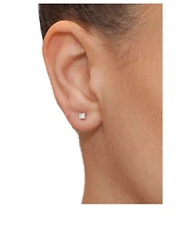 Cléo Sterling Silver Square Stud Earrings With White Sapphire