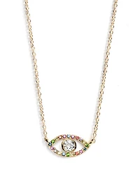 Classique 14K Gold Pavé Evil Eye Necklace With Multicolour Sapphires