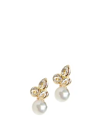 Bouquet 14K Gold Bezel Ear Jackets With Pearls And Topaz