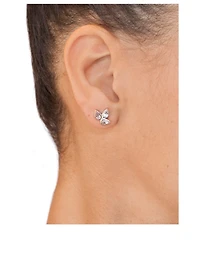 Bouquet Sterling Silver Fleur De Lis Stud Earrings With Topaz