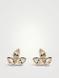 Bouquet 14K Gold Fleur de Lis Stud Earrings With White Topaz
