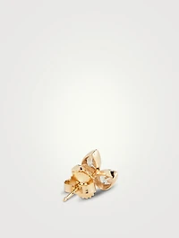 Bouquet 14K Gold Fleur de Lis Stud Earrings With White Topaz