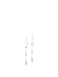 Cléo 14K Gold Pearl Chain Earrings With Pearls And Diamonds