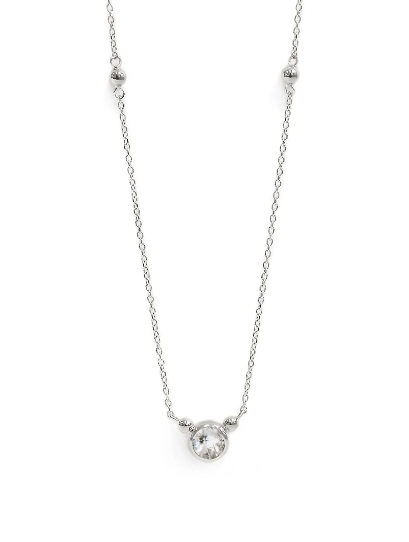 Bonheur Sterling Silver Birthstone Necklace With White Topaz
