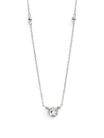 Bonheur Sterling Silver Birthstone Necklace With White Topaz