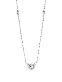 Bonheur Sterling Silver Birthstone Necklace With White Topaz
