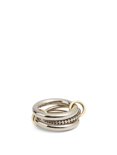 Libra BG 18K Gold And Silver Linked Ring With Diamonds