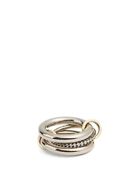 Libra BG 18K Gold And Silver Linked Ring With Diamonds