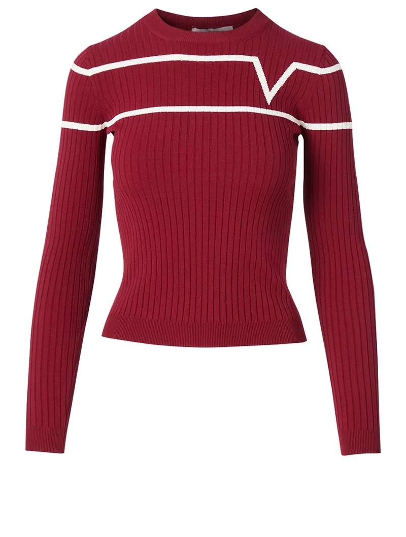 Long-Sleeve Top With V-Inlay