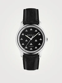 G-Timeless Leather Strap Watch