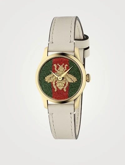 G-Timeless Leather Strap Watch