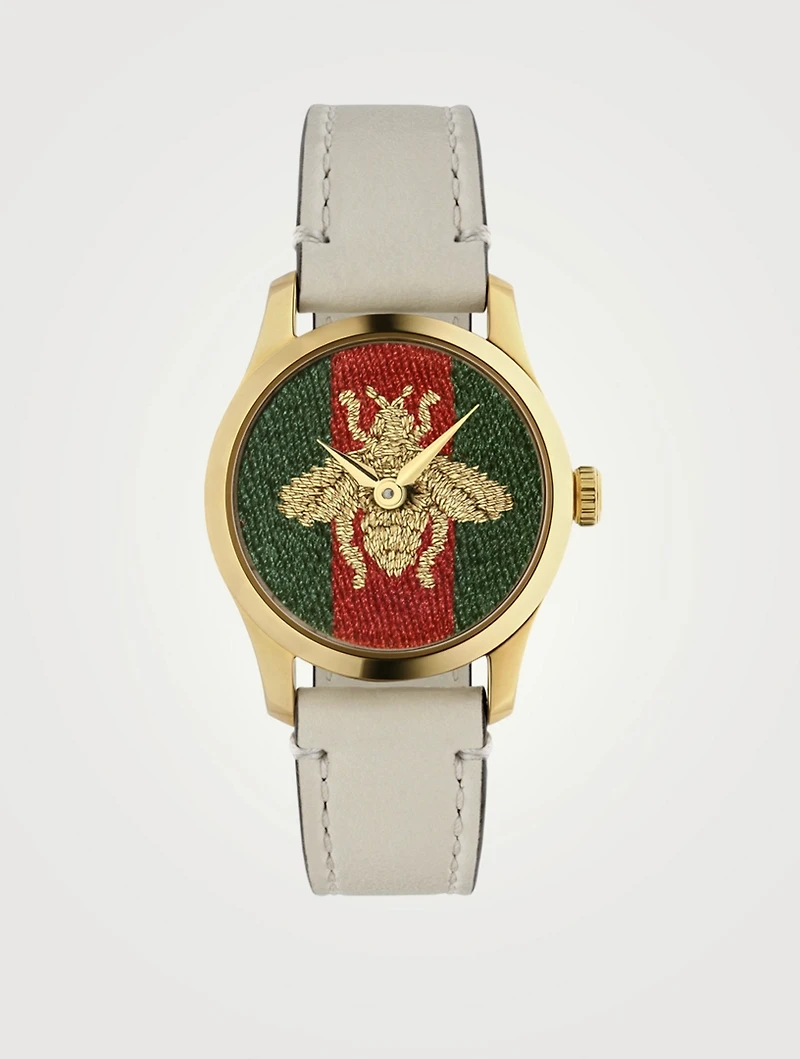 G-Timeless Leather Strap Watch