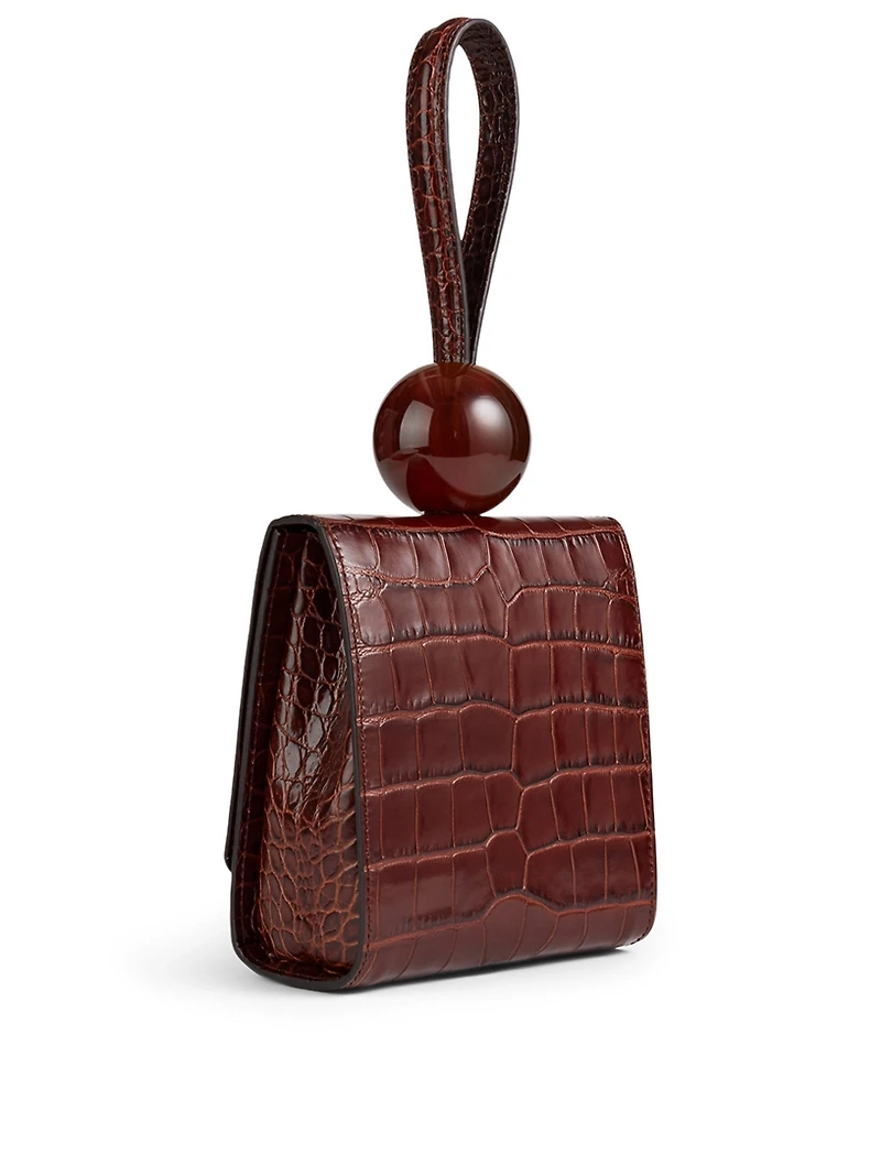 Ball Croc-Embossed Leather Bag
