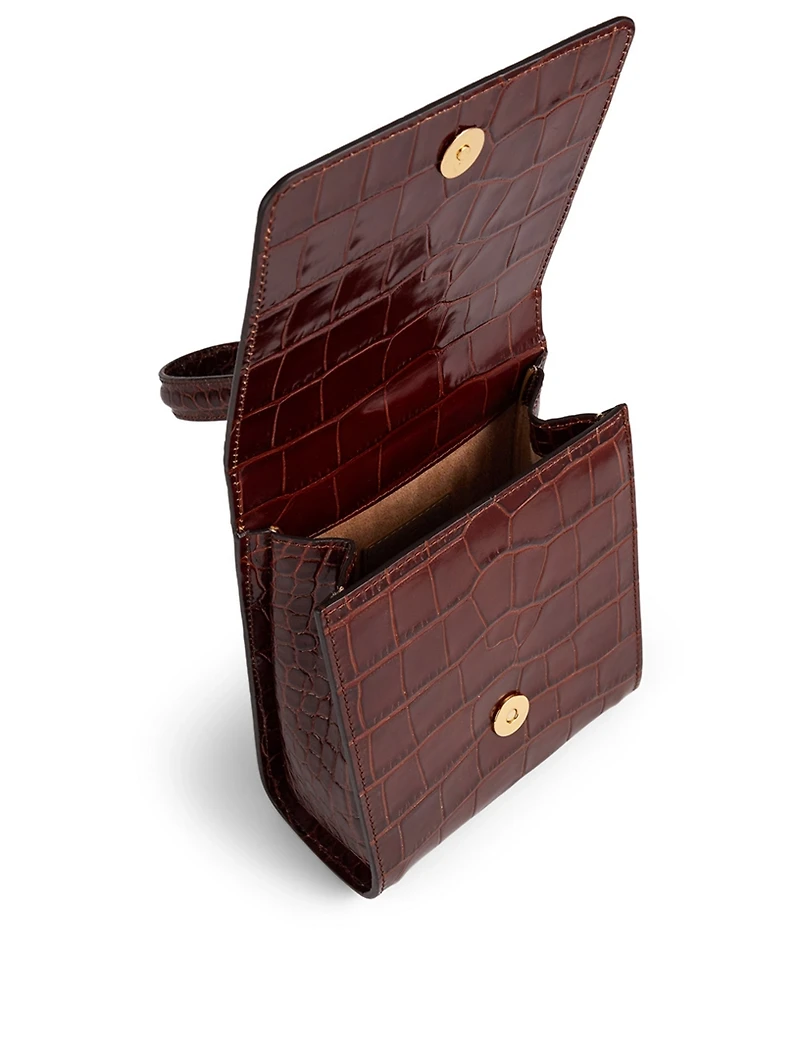 Ball Croc-Embossed Leather Bag