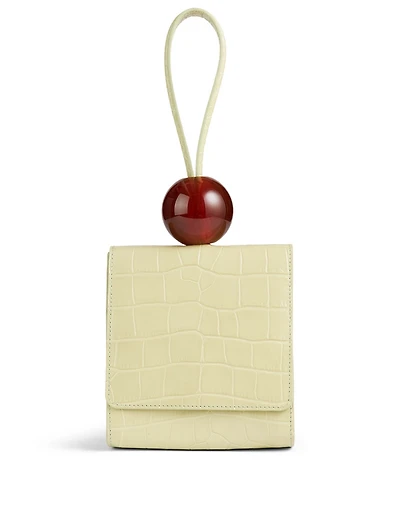 Ball Croc-Embossed Leather Bag