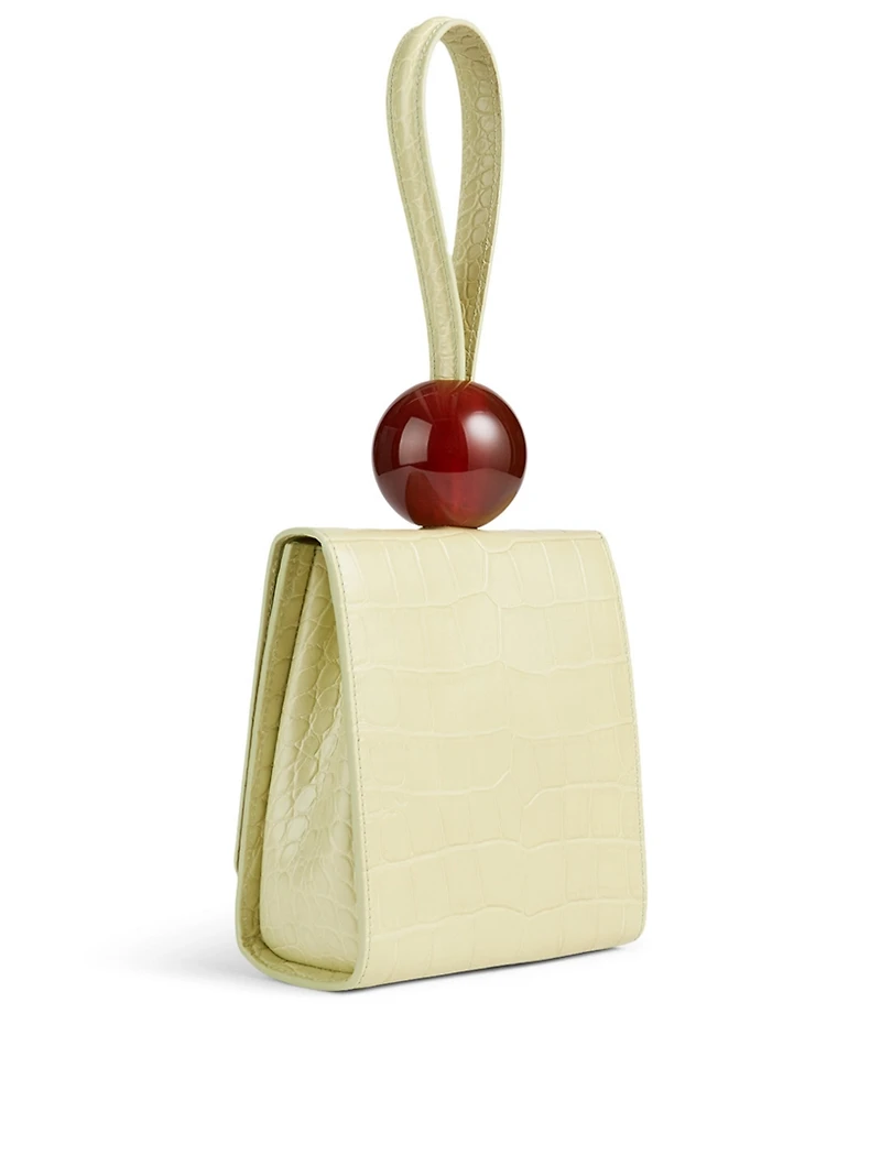 Ball Croc-Embossed Leather Bag