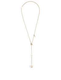VLOGO Lariat Necklace With Faux Pearls