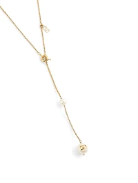 VLOGO Lariat Necklace With Faux Pearls
