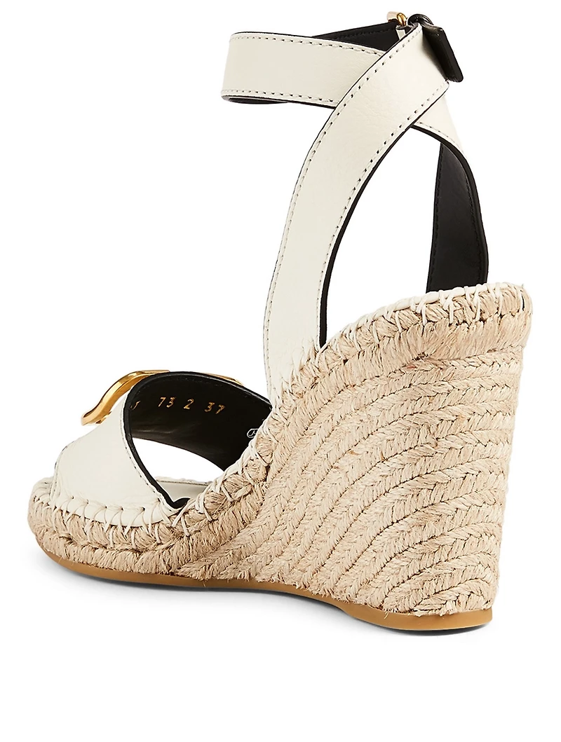 VLOGO Leather Espadrille Wedge Sandals