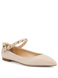 Rockstud Leather Mary Jane Ballet Flats