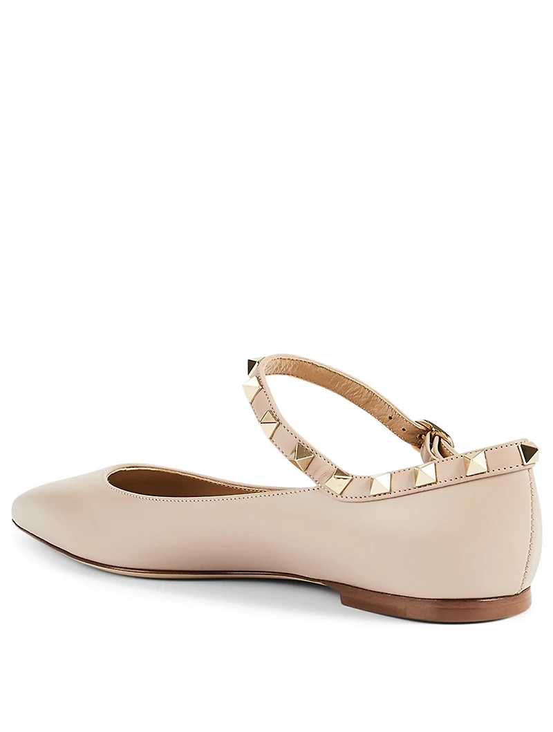Rockstud Leather Mary Jane Ballet Flats