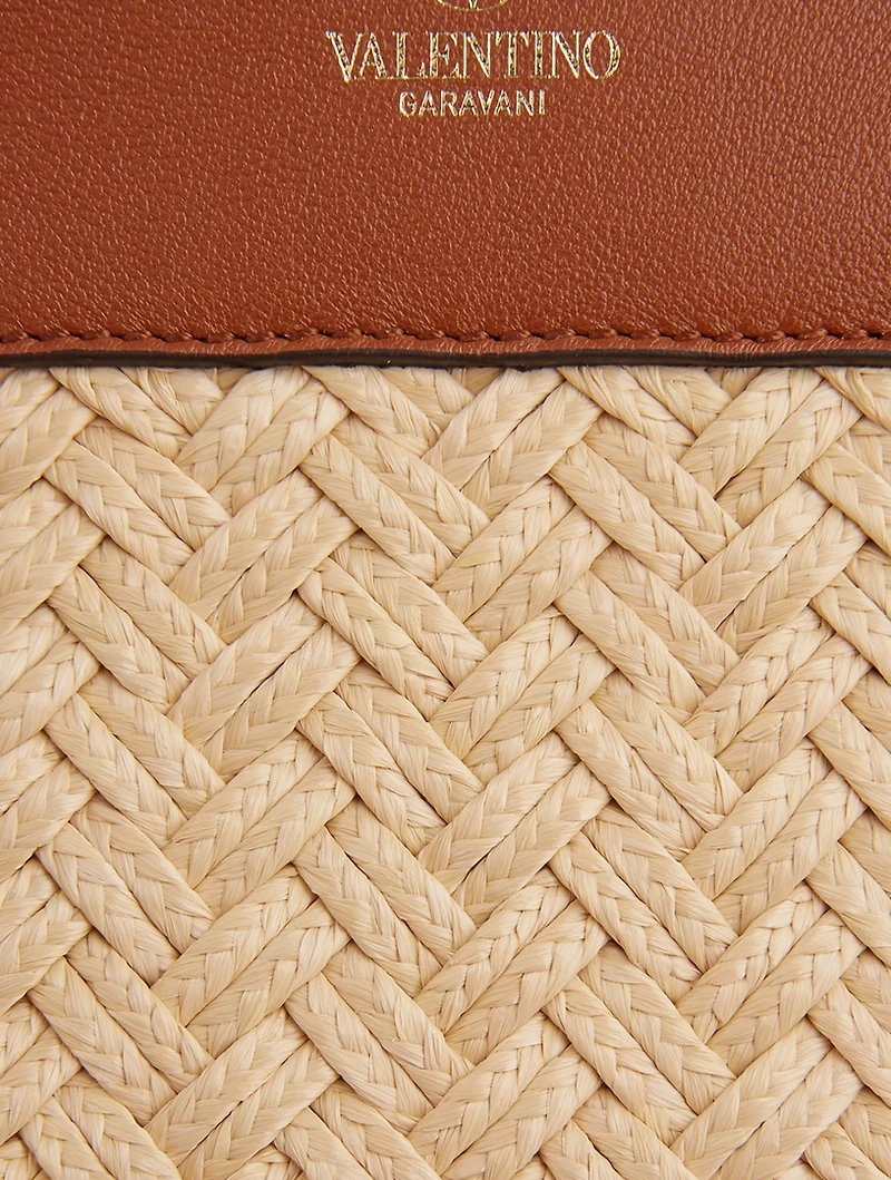Rockstud Raffia And Leather Tote Bag