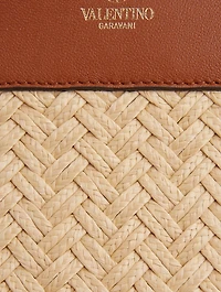 Rockstud Raffia And Leather Tote Bag